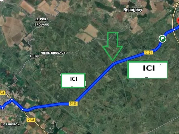 Grand terrain avec acces direct route marenne st Aignan 