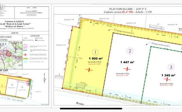 à vendre - 3 terrains à bâtir - centre-ville de lessay - proche mer 