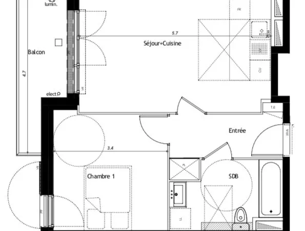 SACLAY bourg appartement 42m2 