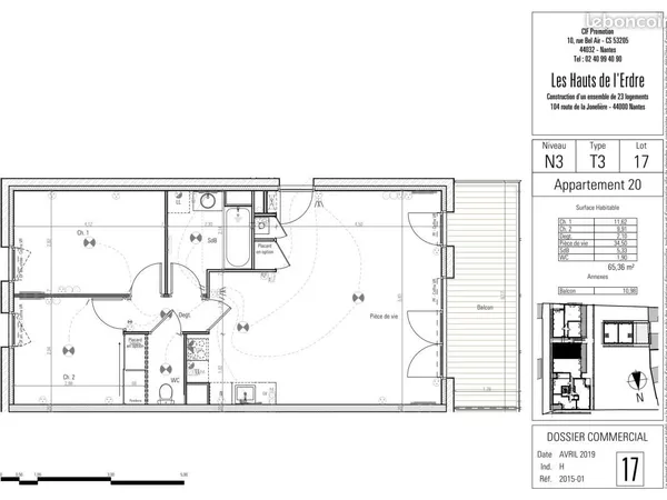 Appartement 3 pièces 65 m² 