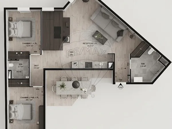 Appartement 3 pièces 81 m² 