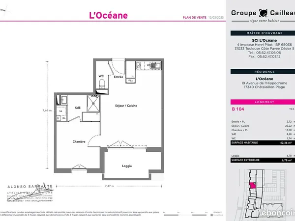 Appartement 2 pièces 42 m² 