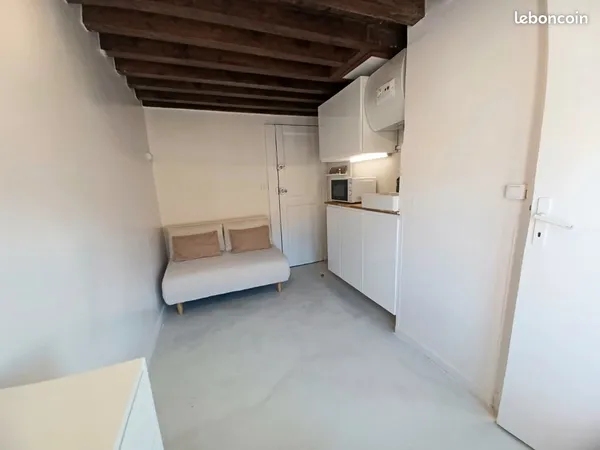 Chambre de bonne style canut rénovée et meublée 7,5 m² + cave 4,5 m² - Lyon 1er, Pentes 