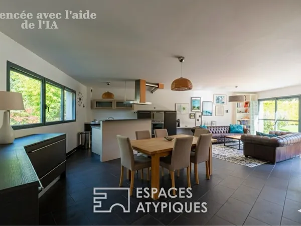 Maison d'architecte avec terrasse et jardin 