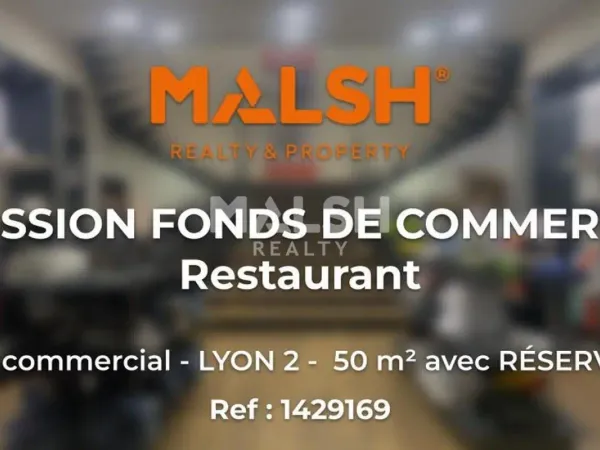 CESSION FONDS DE COMMERCE - Local commercial 50 m² - LYON 2 