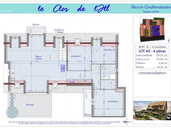 Appartement 4 pièces 129 m² 