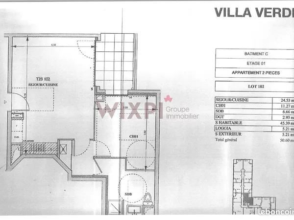 Appartement 2 pièces 45 m² 