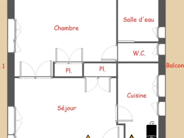 Appartement avec terrasse 43 m2 dernier etage 