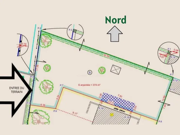 Terrain 374 m2 