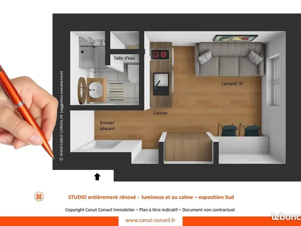 Studio 1 pièce 16 m² 