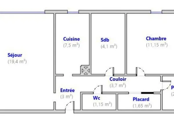 Appartement 3 pièces 55 m² 