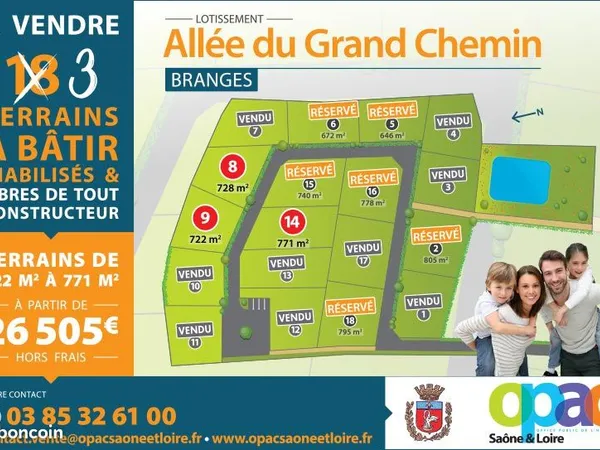 Terrain 771 m² Branges 