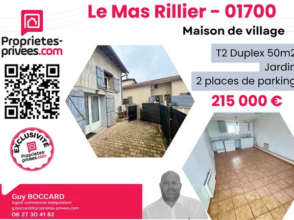 Maison Le Mas Rillier 2pièce(s) 50 m2 + Jardin + 2 Parkings 