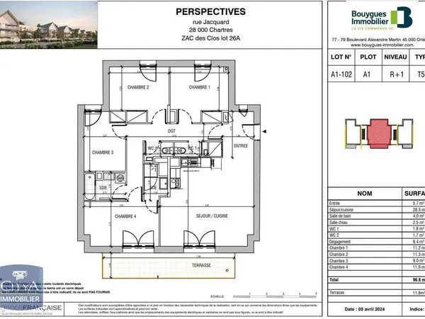 Appartement 5 pièces 95 m² 