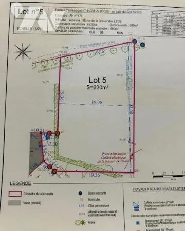 Terrain 620 m² 
