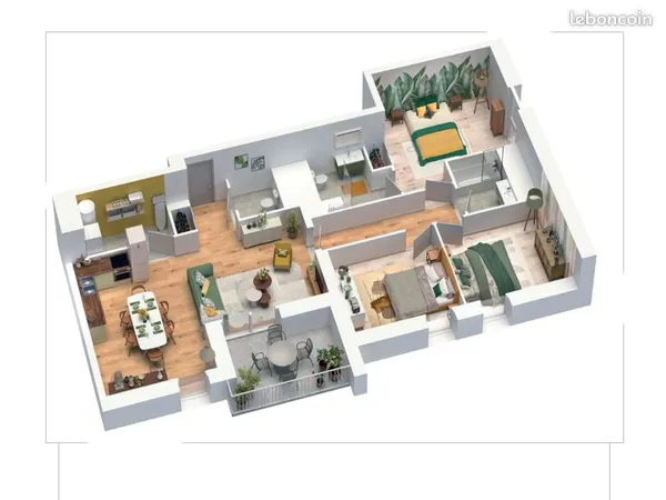 Appartement 3 pièces 66 m² 