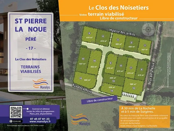 Terrain viabilisé de 350m² 