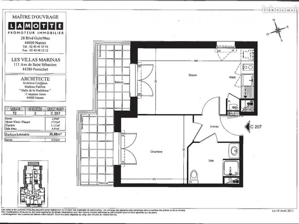 Appartement 2 pièces 35 m² 