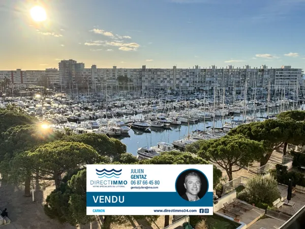 CARNON F2 DERNIER ETAGE + TERRASSE VUE DOMINANTE PORT + CELL 