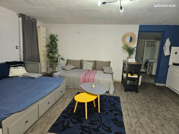 Loue beau studio de 41m² en rez-de-jardin, avec terrasse, très calme 