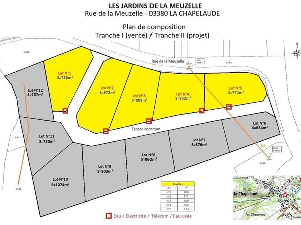 5 terrains à bâtir, viabilisés et raccordés 