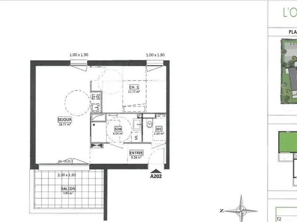 Appartement 2 pièces 43 m² 