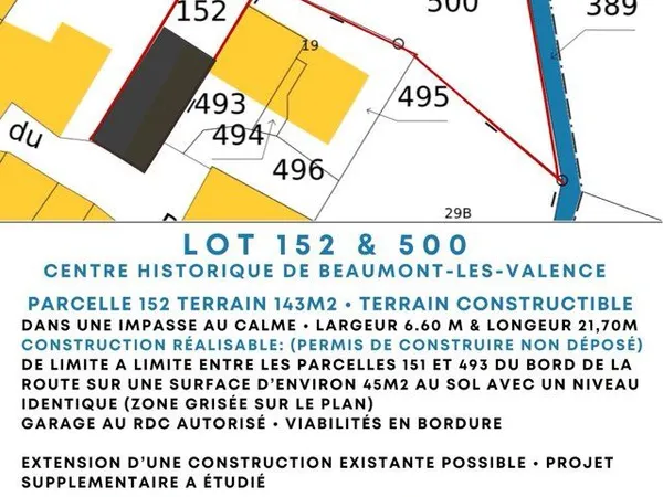 LOT DE 2 Terrains constructible & agricole à Beaumont-lès-Valence 