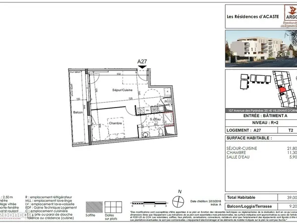 APPARTEMENT T2 - 39 m² 