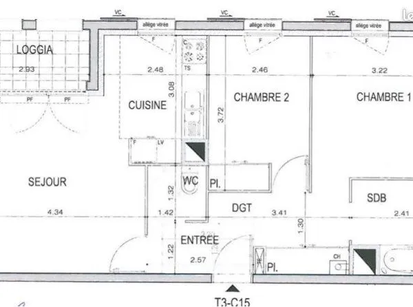 Appartement T3, Chartres, De Bretagne 