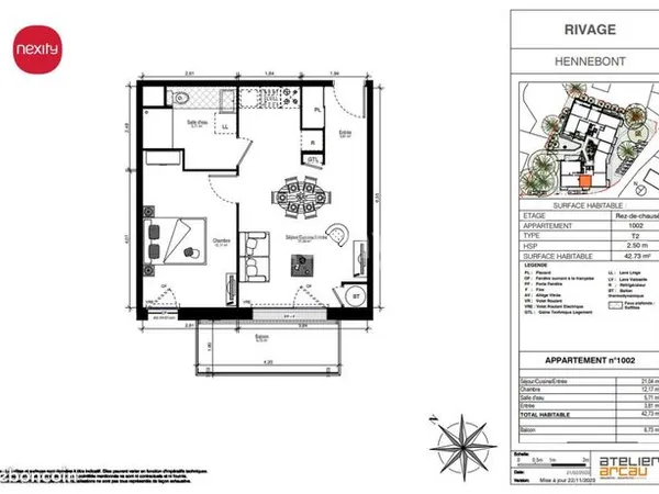 Appartement 2 pièces 43 m² 
