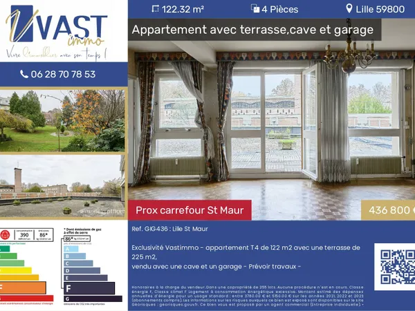 Appartement T4 sur St Maur 