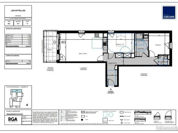 Appartement 3 pièces 48 m² 