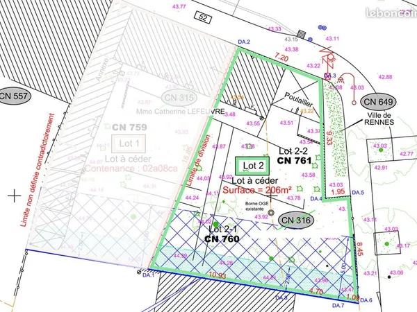 Terrain 206 m² Rennes 