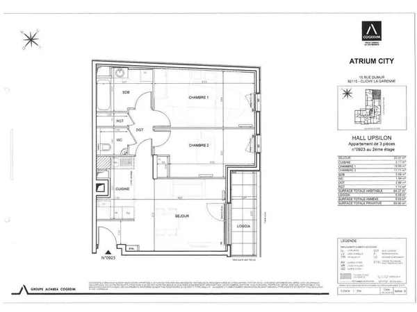 Appartement 3 pièces 64 m² 