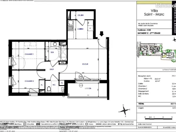 Appartement 3 pièces 60 m² 