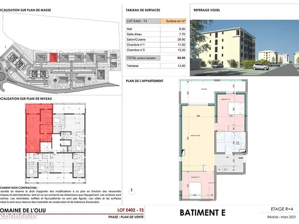 Appartement 3 pièces 66 m² 