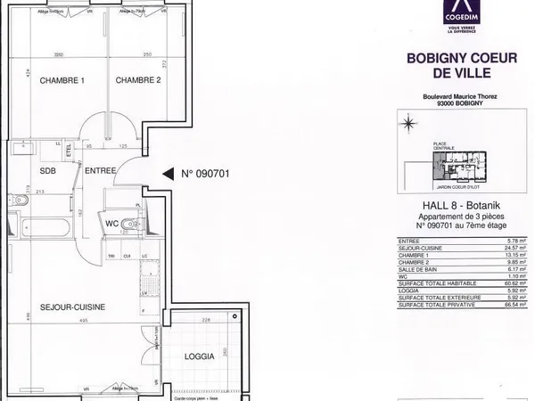 Appartement 3 pièces 60 m² 
