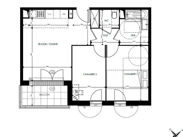 Appartement 3 pièces 56 m² 
