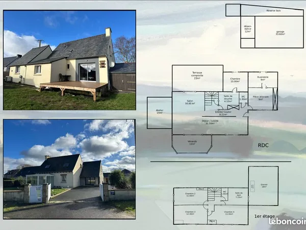Maison individuelle 111m², 4 chambres, avec dépendances 