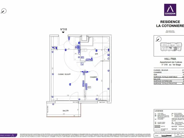 Appartement 2 pièces 38 m² 