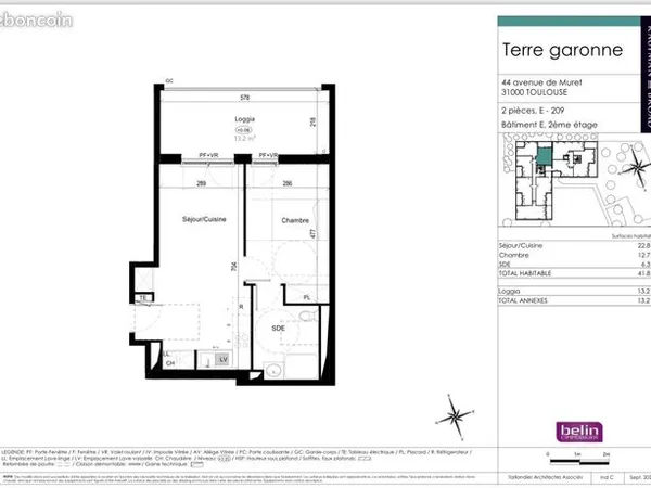 Appartement 2 pièces 42 m² 