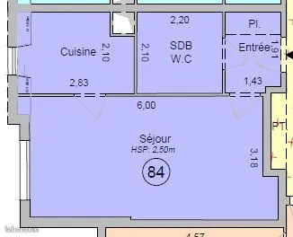 Studio 1 pièce 32 m² 