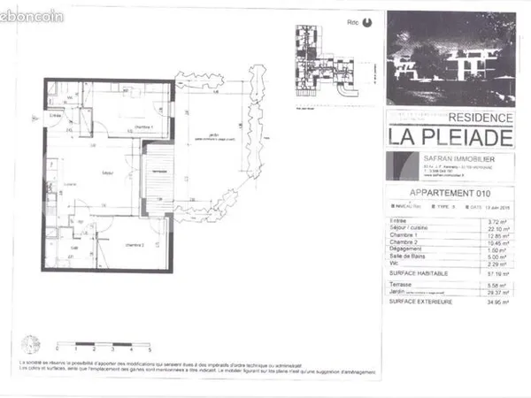 Appartement 3 pièces 57 m² 