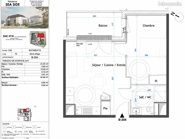Appartement 2 pièces 41 m² 