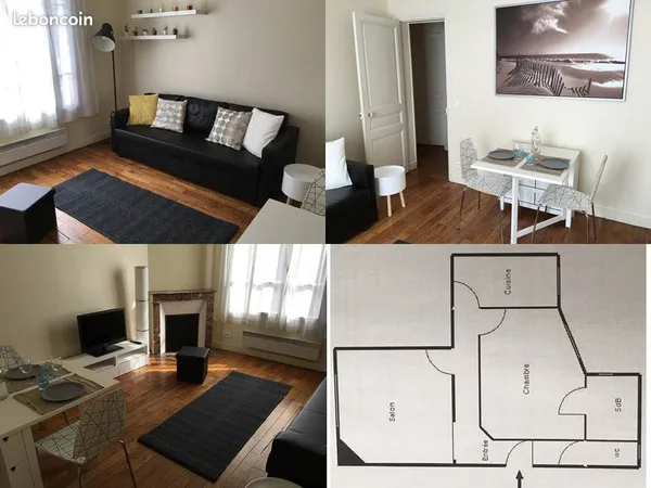2P meublé 46m² - RDC - Suresnes Bas 