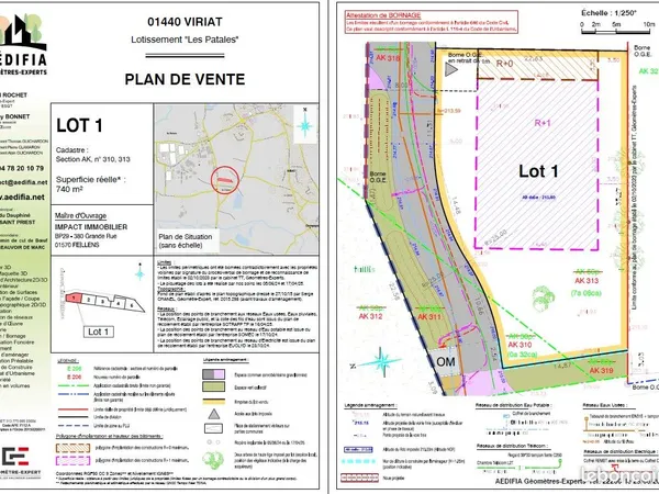 Viriat - terrain à bâtir de 740m², viabilisé, libre constructeur 