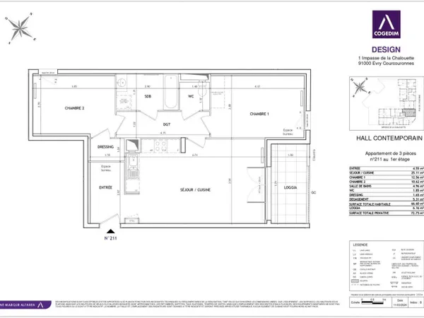 Appartement 3 pièces 67 m² 
