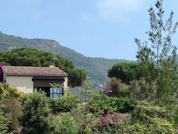 MAZET VUE MER DANS UN ECRIN DE VERDURE 