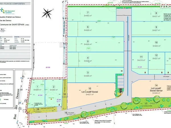 Terrain 269 m² Saint Epain 