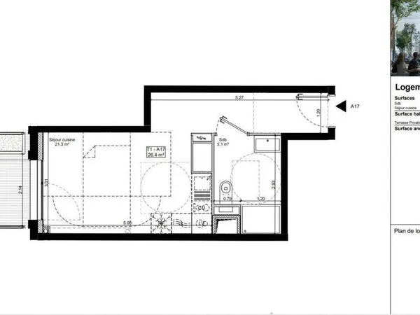 Appartement 1 pièce 26 m² 